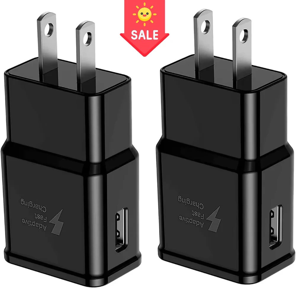 

2 Pack Samsung Adaptive Fast Charging USB Wall Charger Adapter for Samsung Galaxy , Android Phone Travel Plug , LG Quick Charge