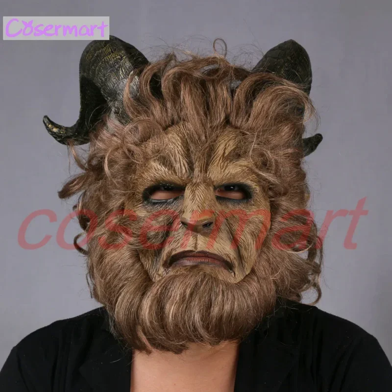 2025 New Hot Movie Beauty and the Beast Adam Prince Cosplay Horror Mask Latex Lion Helmet Halloween Party X155