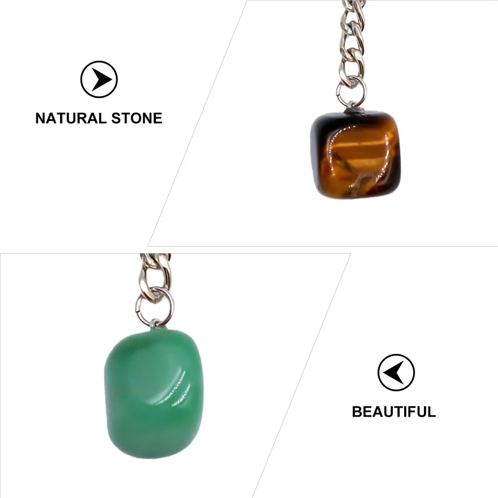 3PCS Natural Stone Key Pendant Chain Locket Decorations Unique Bag Charm Pendant Keychain nament Creative Practical Small