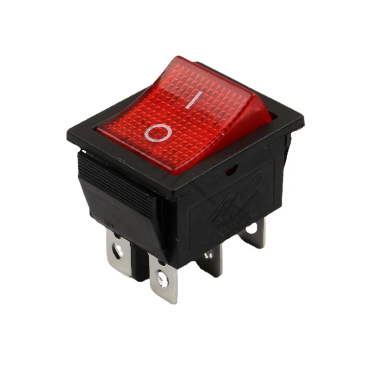 5Pcs/Lot KCD4-101-6P Red Light On-Off 6 Pins 31*25 Rocker Switch  15A 250V