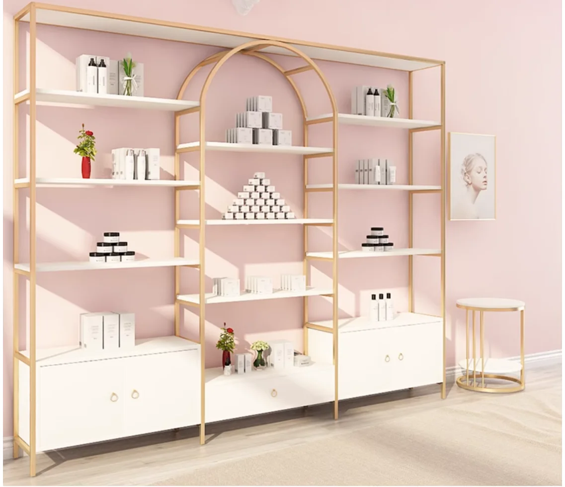 

Cosmetics beauty salon display cabinet on the display shelf with hand gift shelves floor shelves