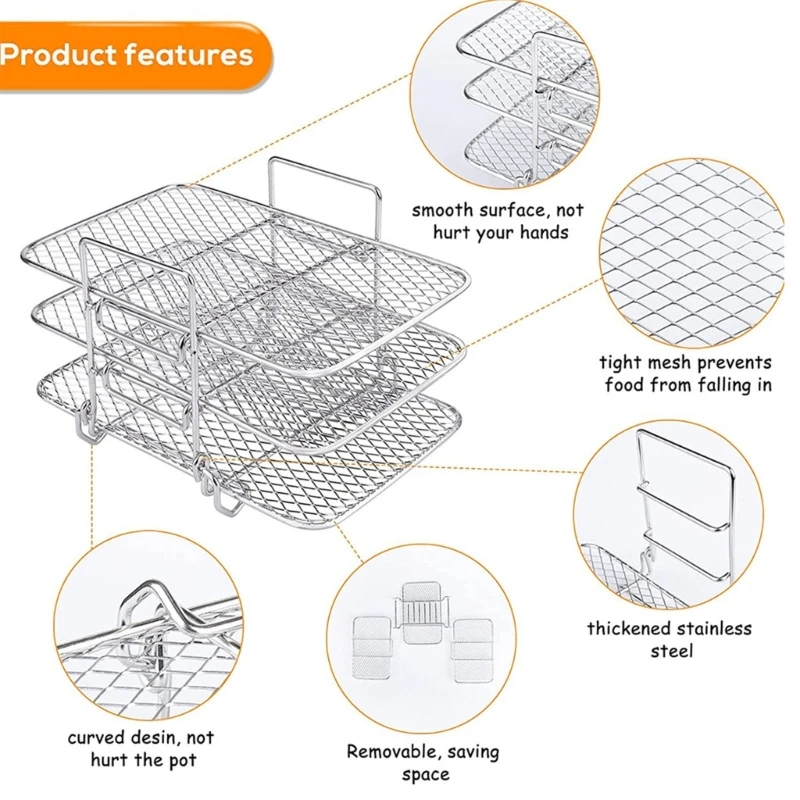 Dehydrator Stand Air Fryer Grill Holder Three Stackable Layers for DZ201/DZ401 Dropshipping