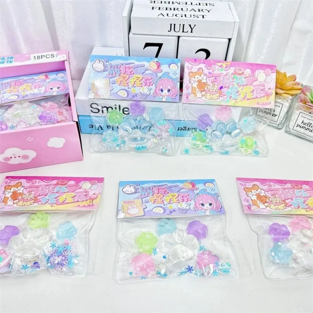 6 ชิ้น/ถุงใหม่โปร่งใส Luminous Cat PAW TPR MINI ยืดของเล่น Kawaii Decompression ของเล่นของขวัญ PARTY