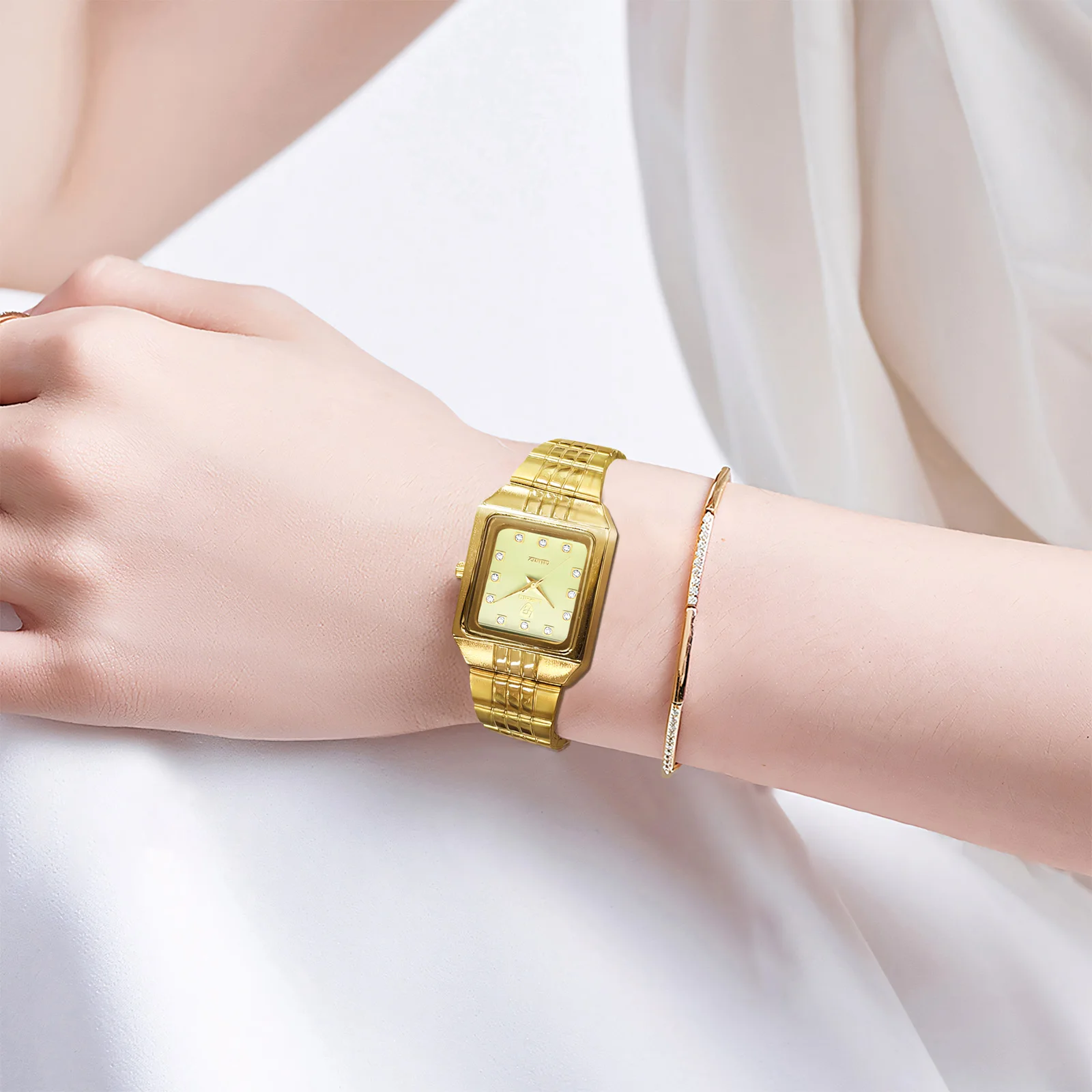 ساعة يد فاخرة للسيدات ساعات ذهبية من الفولاذ المقاوم للصدأ ساعة نسائية reloj mujer Relogio Feminino سوار نسائي