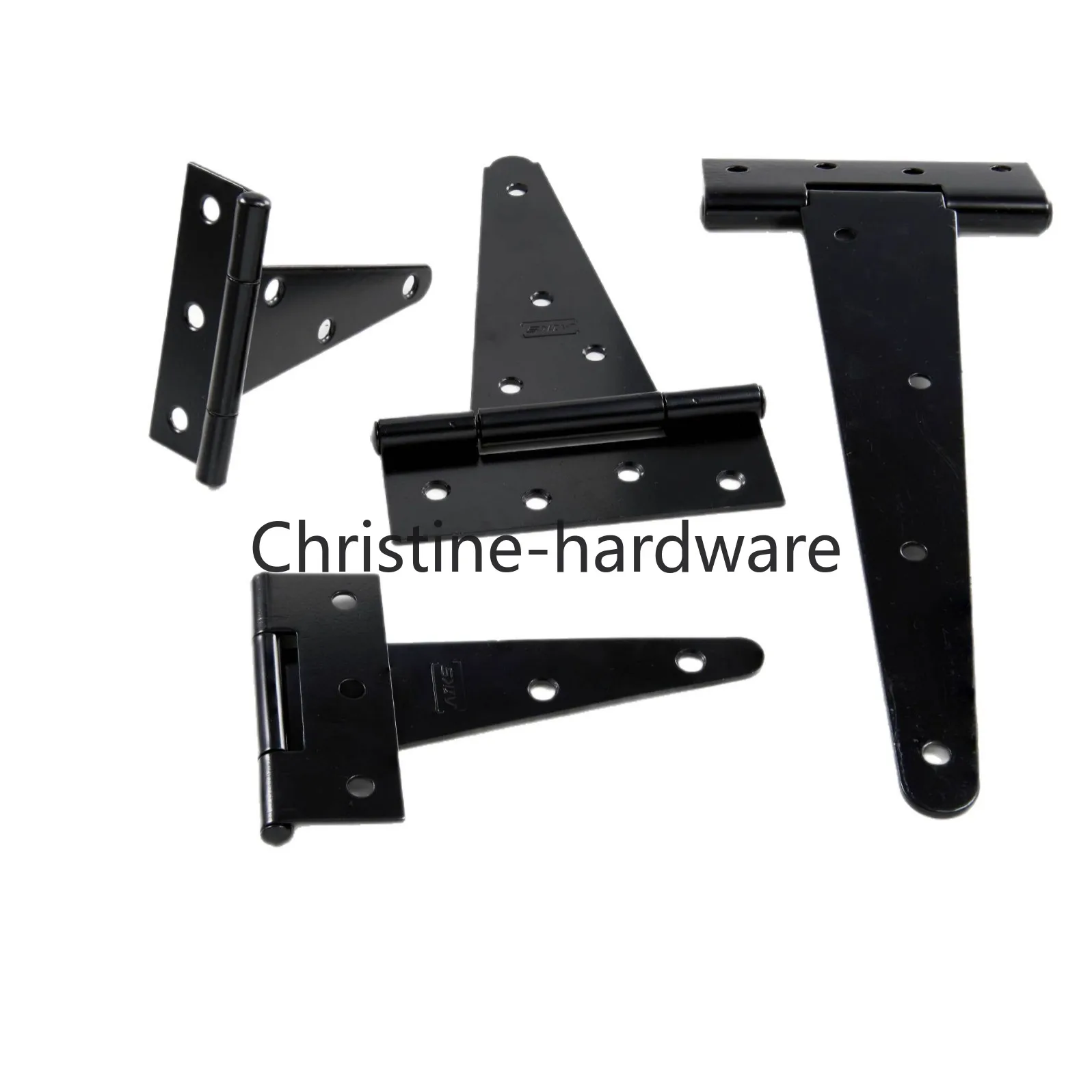 5/1Sets Heavy Duty Black T Shape Iron Hinges Galvanized Door Gate Hardware Hinges Shed Cabinet Barn Room Strap Hinge with Screw