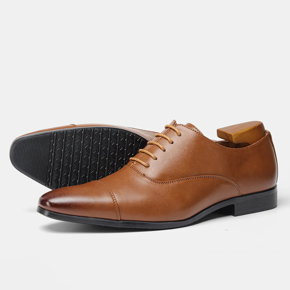 Designer Brand Leather Shoes for Men Wedding Dress Shoe Lace up Casual Business Oxfords Pointed Toe Office Formal Shoes for Man - Image 6