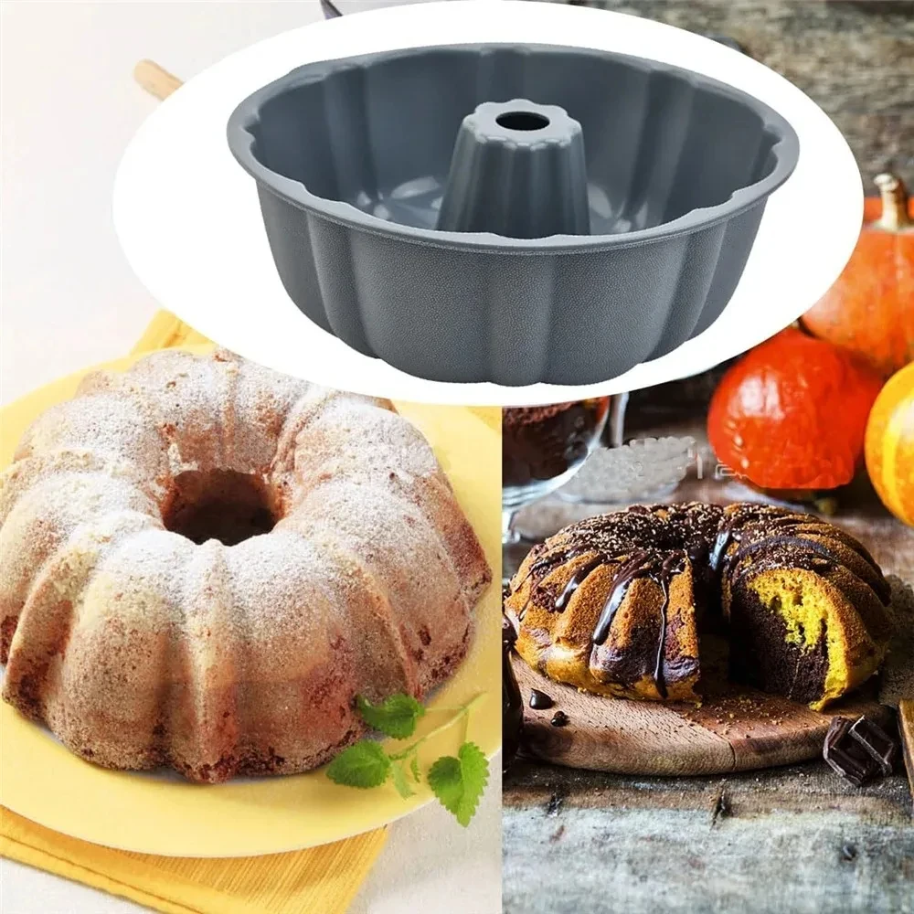 10inch Cake Pan Non-Stick Silicone Bakeware Fluted Round Baking Mold for Oven Home Kitchen Premium Reusable Easy Release
