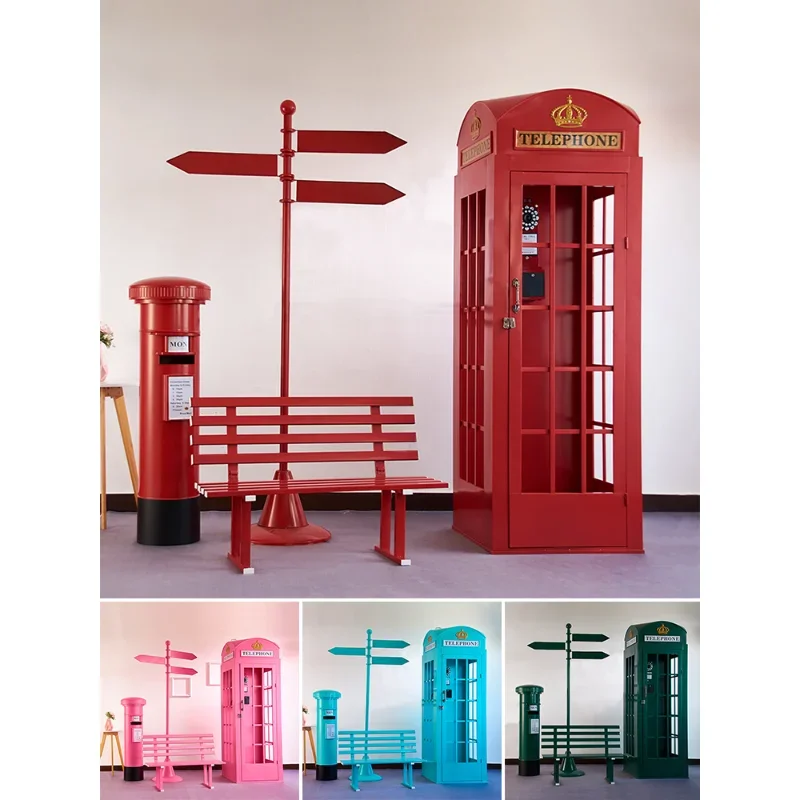 Iron Telephone Booth Post Box Decoration Hall Sales Floor Scene Exhibition Hall Display Decoration Shopping Mall Layout Props