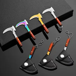 Portable Mini Sickle Pocket Knife Stainless Steel Camping EDC Knife Peeling Machine Fixed Blade Wooden Handle Kitchen