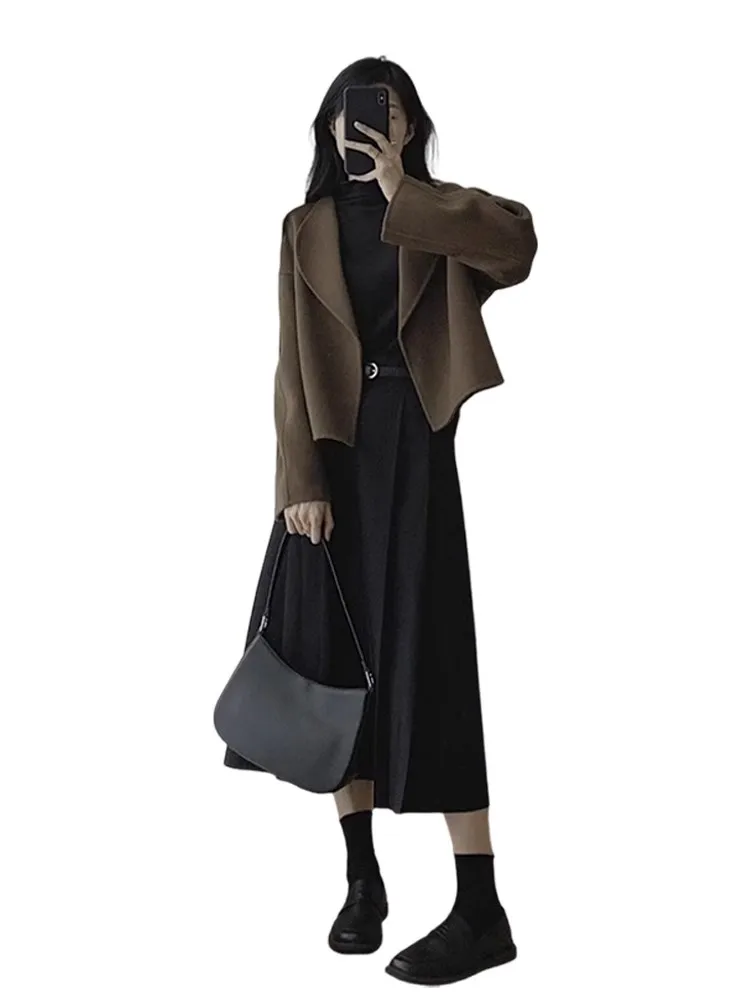 Ensemble de manteaux en laine Hebe Sle ort, automne-hiver, nouveau, pour femmes, élégant, haut de gamme, style français, coupe ajustée, long...