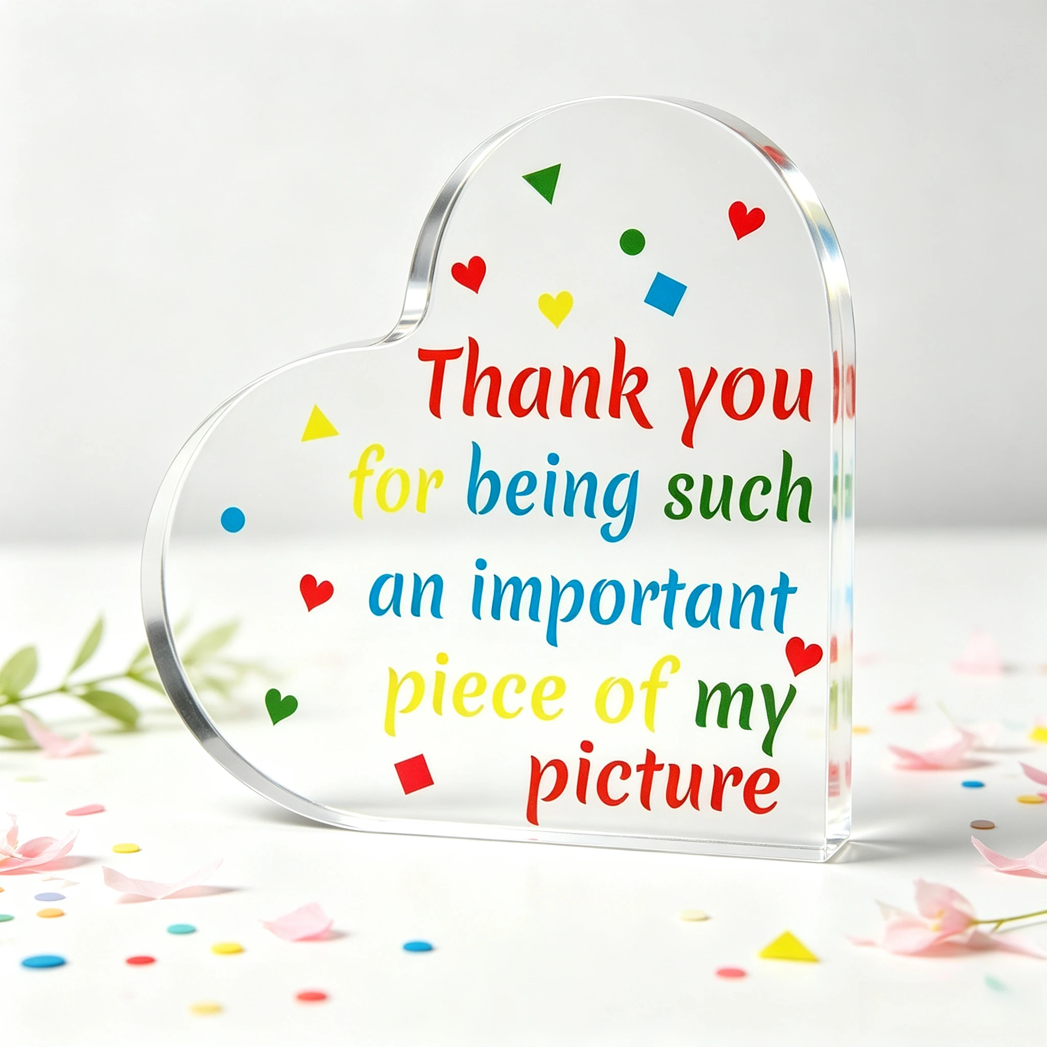 Cheerful Colorful Geometric Confetti Heart‑Shaped Acrylic Ornament, Teacher’s Day End‑of‑School‑Year Thank‑You Gift