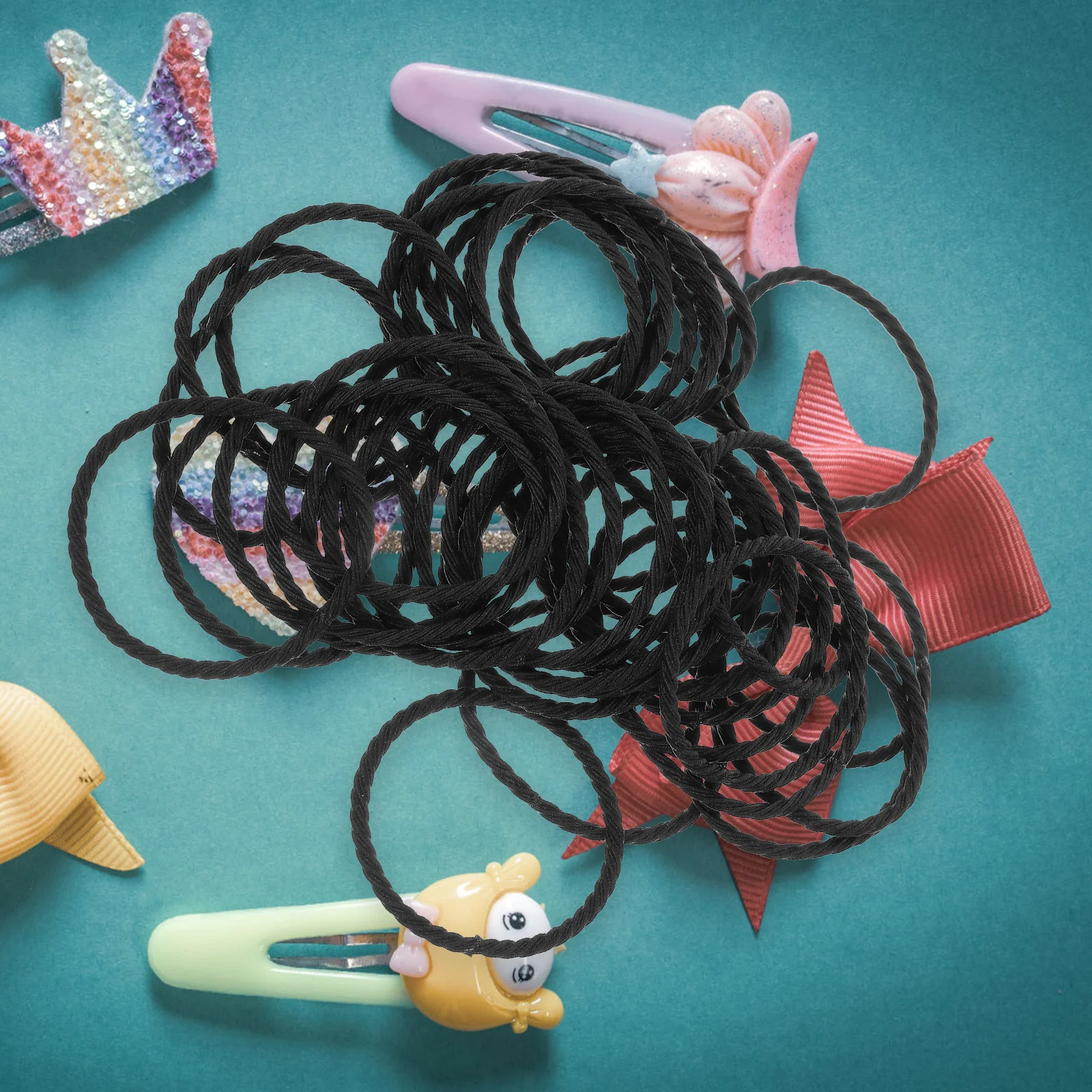 

40Pcs Hair Rope Thickened High Elastic Binding Hair Ties Daily Use Simple Seamless Ponytail Holder Female Accessories Black