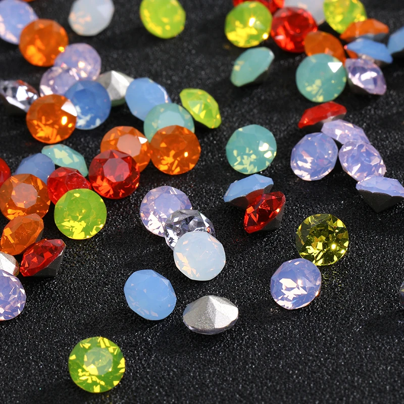 Round Opal Rhinestones Crystal Glass Strass Glue On Jewelry Accessories Nails Brillantina DIY Craft Supplies Diamond Decoration