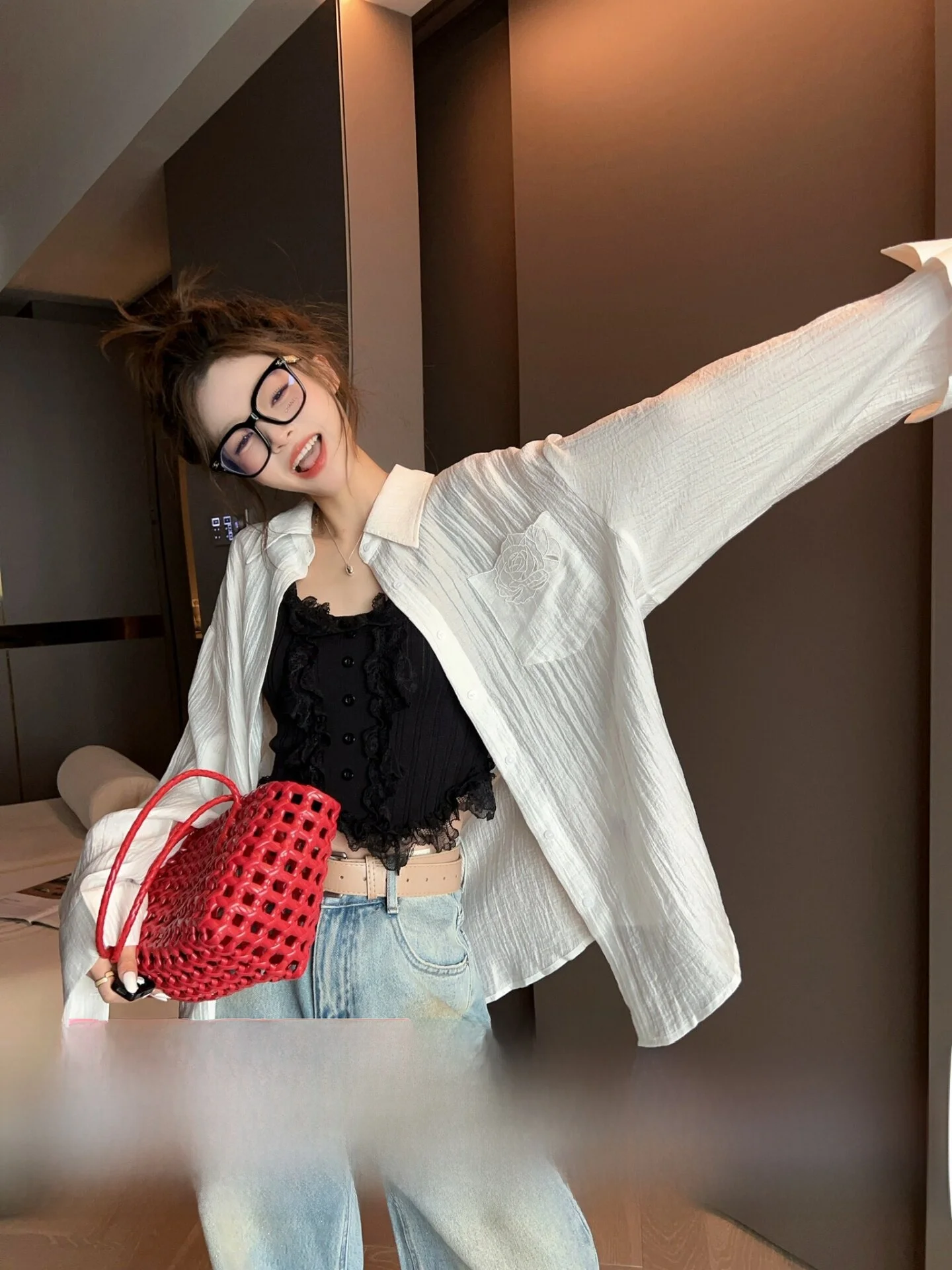 

Женская свободная рубашка с длинным рукавом MRS SHAO, новинка весна-лето, простой универсальный стиль, защита от солнца, модный топ