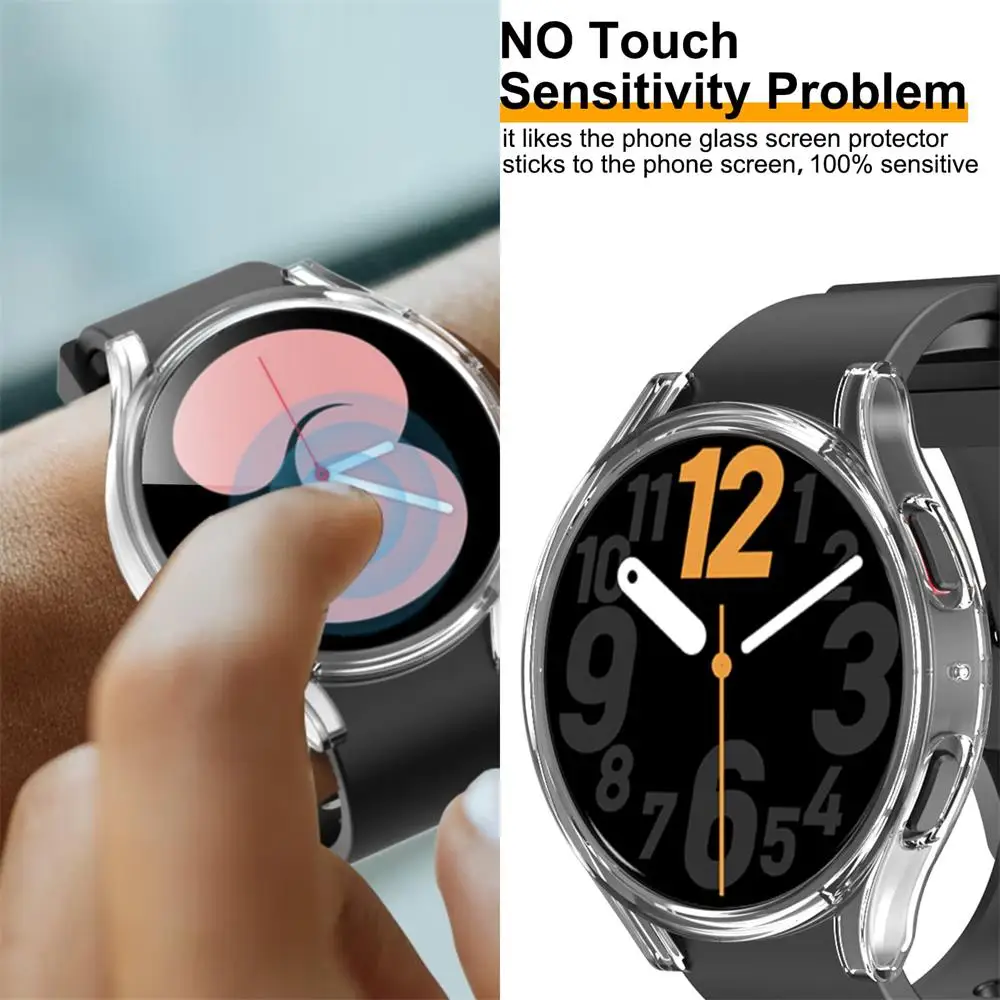 Etui na komputer + szkło do Samsung Galaxy Watch 4 5 40mm 44mm akcesoria ochronna zintegrowana ramka na zderzak galaxy zegarek 6