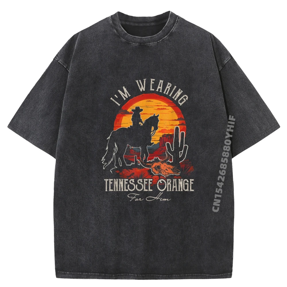 

Im Wearing Tennessee Cowgirl Riding Tops Tees Loose Cool Male Tshirts Summer Streetwear Washed Clothes