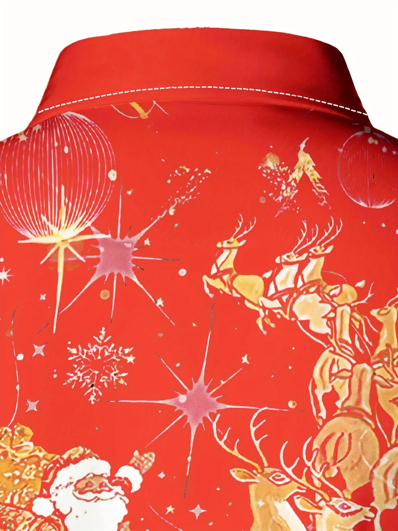 Camisa con patrón de Papá Noel para hombre, Tops con solapa, cierre de manga larga, camisas casuales para hombre, ropa de calle para vacaciones diarias