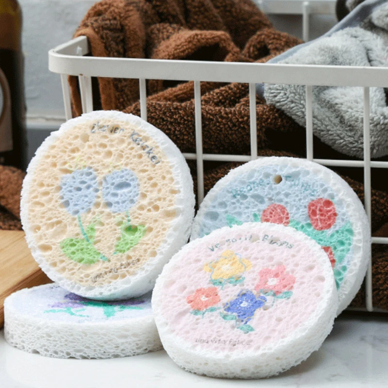 Wood Pulp Sponge Wipe Sponge Dishwashing Cloth Cartoon Pot Washing Sponge Brush Household Kitchen Decontamination Cleaning Rag