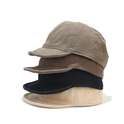 Japanese-Style Retro Short-Brimmed Peaked Cap Men's and Women's Washed Distressed Workwear Hat Soft Top Soft Brim Baseball Cap