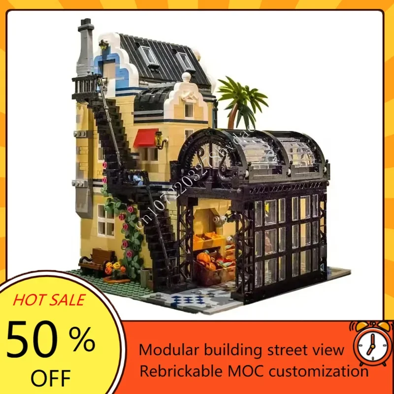 2591PCS Art Nouveau Market Street Modular MOC Creative Street View รุ่นที่กําหนดเองปริศนาสถาปัตยกรรม DIY ประกอบชุดของขวัญ