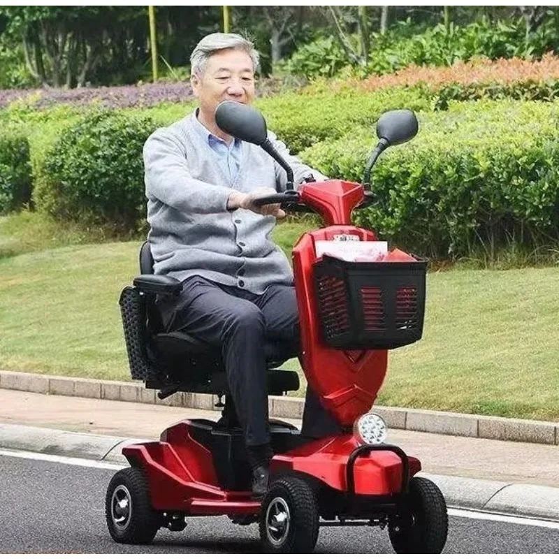 Elderly scooter four-wheel electric disabled double elderly moped household small battery car low-speed folding