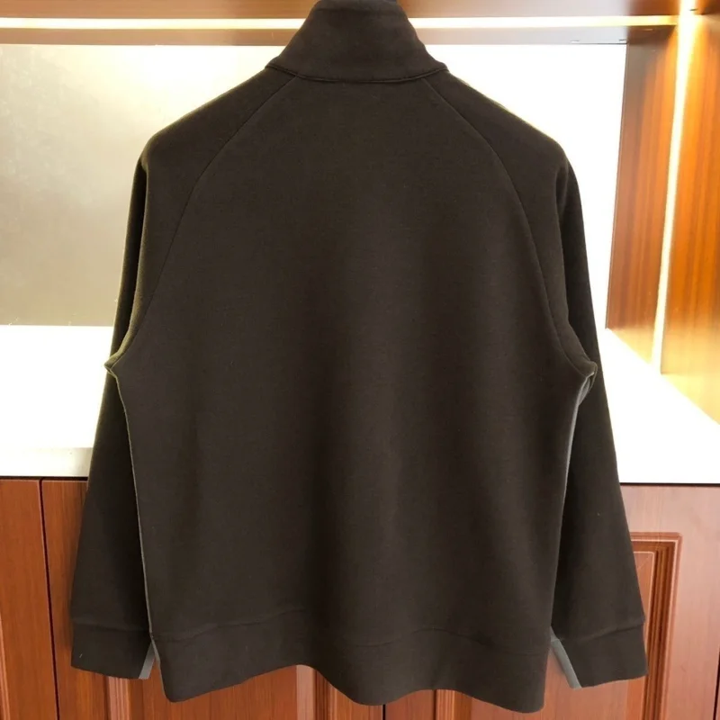 Men's New Two-color Spliced Stand-up Collar Zipper Sweatshirt Classic Color-blocking Side Socket Pocket Casual Sportswear