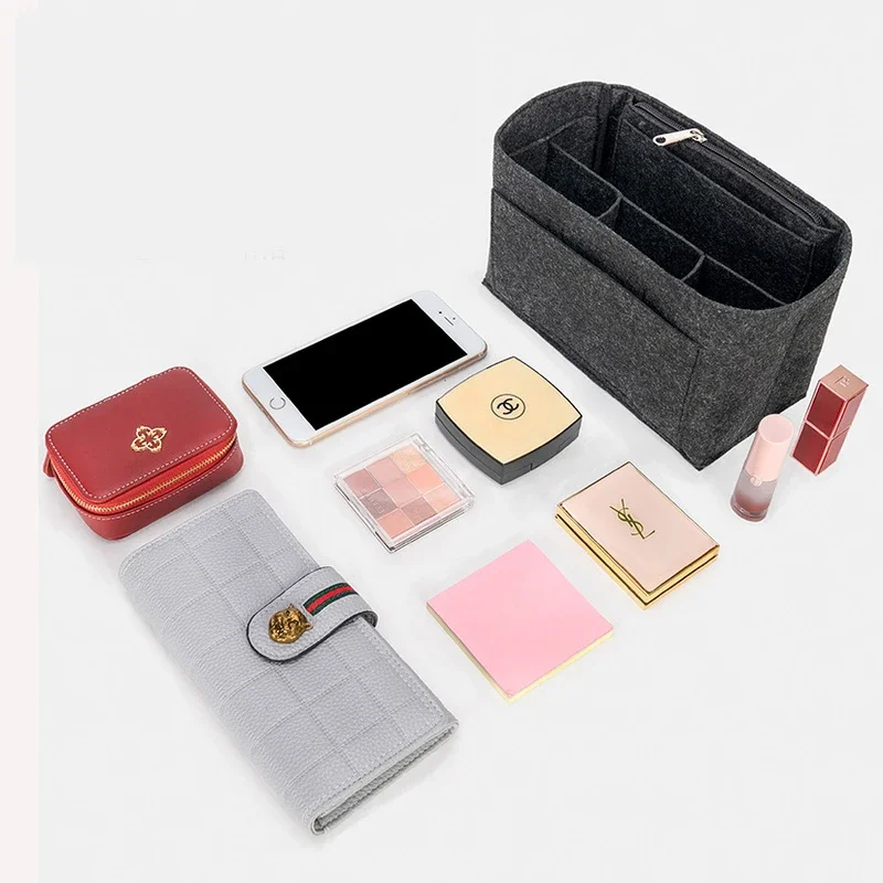 EverToner Felt Insert Bag Micro Makeup Handbag Organizer Travel Inner Purse Cosmetic Inside Bags