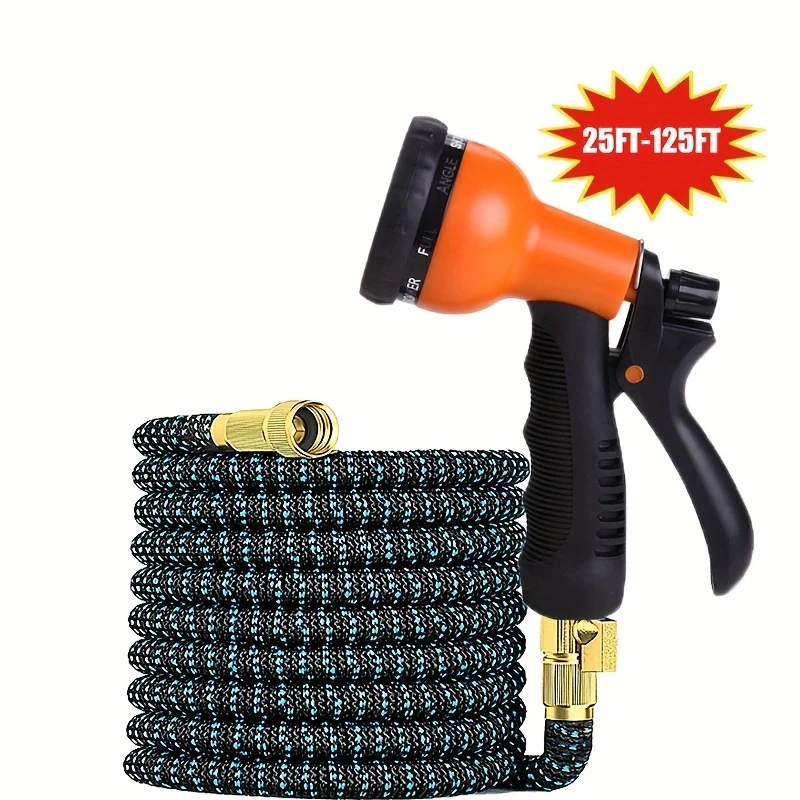 

Расширяемый садовый шланг, практичный инструмент для водяного пистолета высокого давления, автомойки/направления сада с 8 функциями 25–125 футов