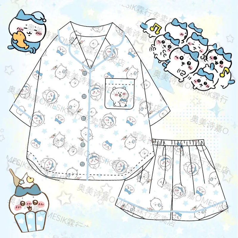 Kawiai Hachiware Pajamas Set 2026 Cartoon Chiikawa Momonga Sweet Anime Loungewear Sweet Can Be Worn Outside Gifts for Girls Pjs