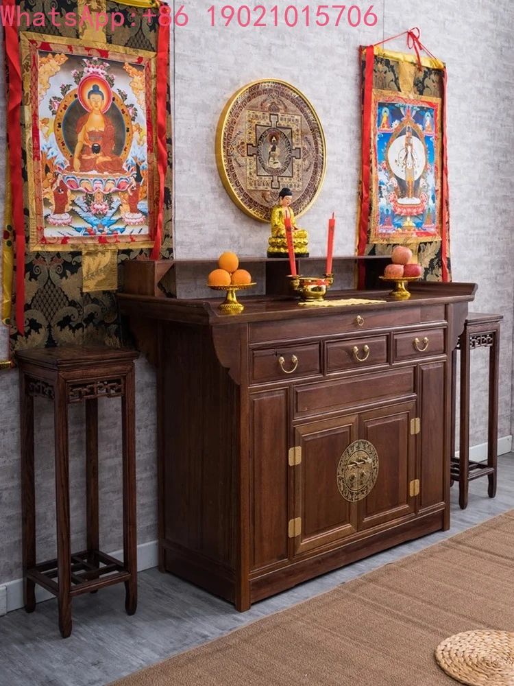 HJ Buddhist niche offering table Buddhist platform household solid wood incense case Chinese antique Zhongtang