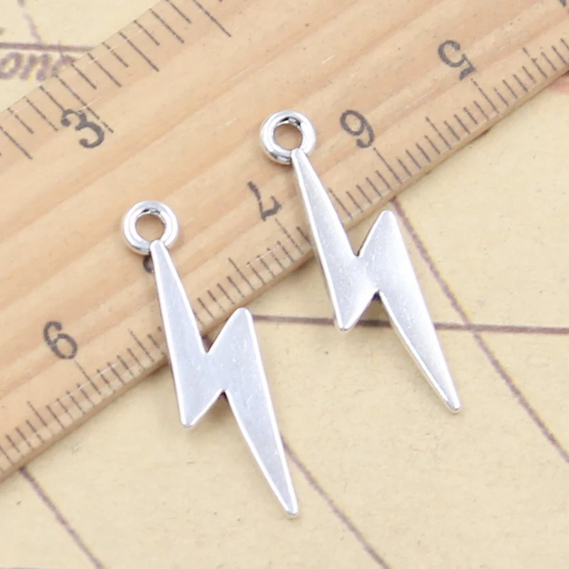 

20pcs Charms Lightning Flash 28x7mm Tibetan Silver Color Pendants Antique Jewelry Making DIY Handmade Craft