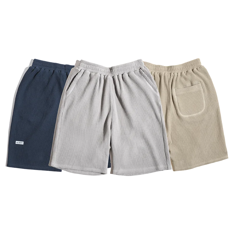 Maden Retro Loose Draping Sense Waffle Shorts para homens, Heavyweight Beach Basketball Calças curtas, Casual Workwear Calções legais