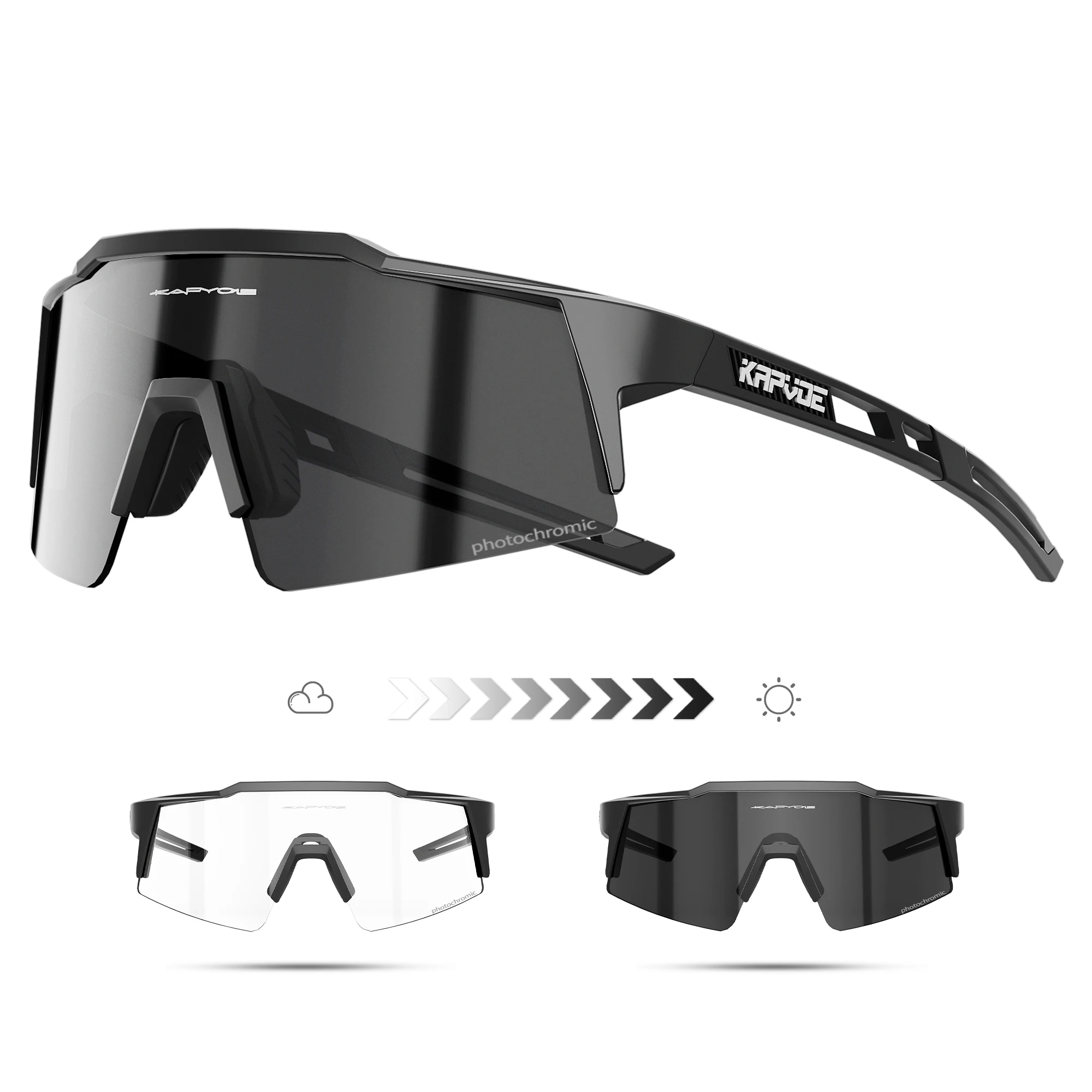 

Kapvoe New Photochromic Cycling Sunglasses Men Glasses Fashion Mountain Bicycle Outdoor Road Riding Goggles Eyewear Sports MTB