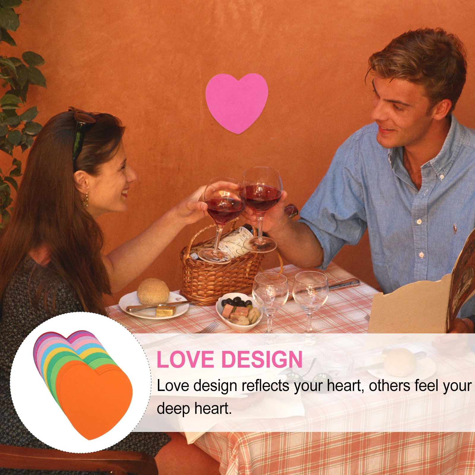 

50pcs Self-Stick Heart Shape Paper Notepad Memo Pad Convenience Sticker Adhesive School Office Plan Message Daily