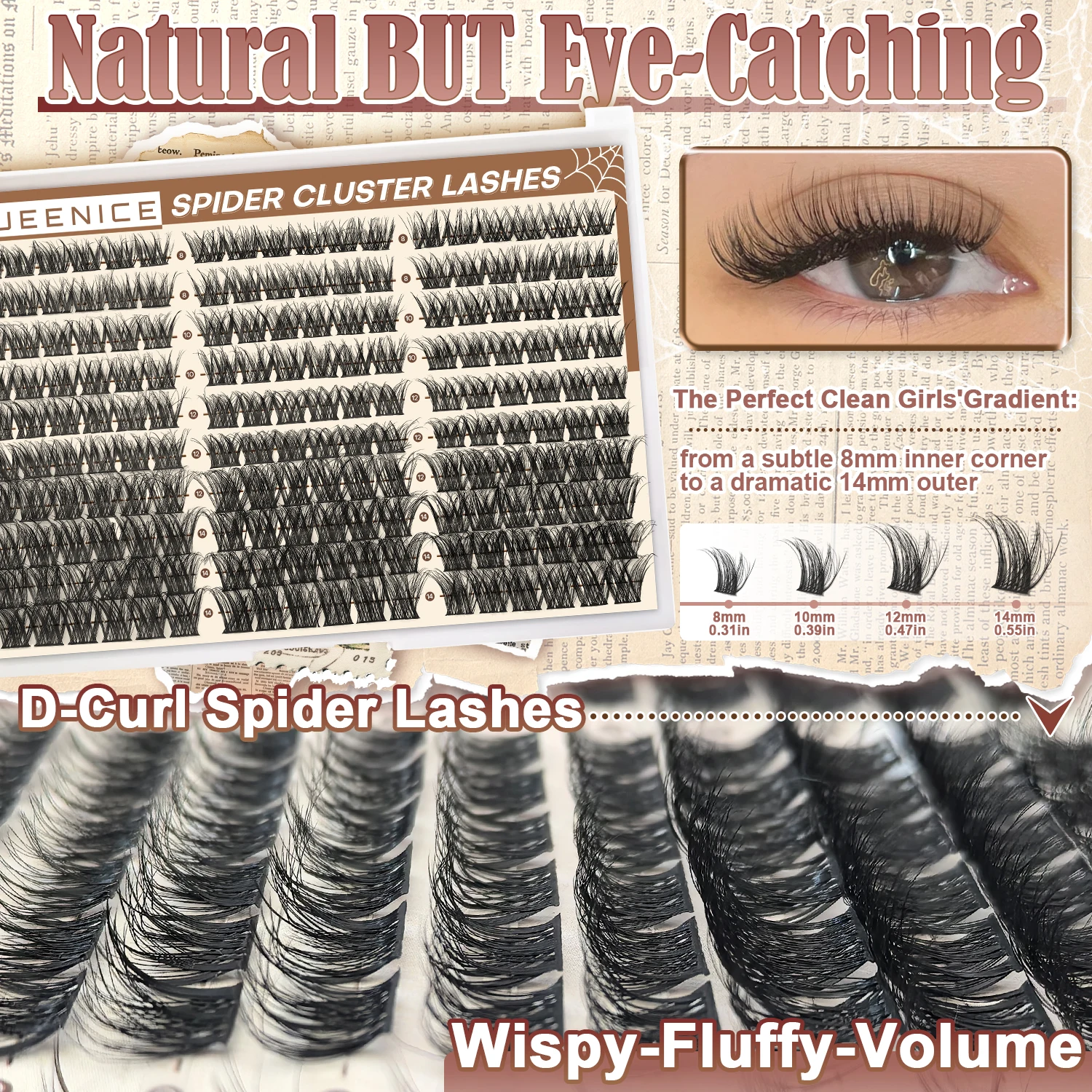 QUEENICE DIY Wimpernverlängerung 8-14mm Gemischte Längen Segmentierte Wimpern Bündel-Wimpern – Detail 4