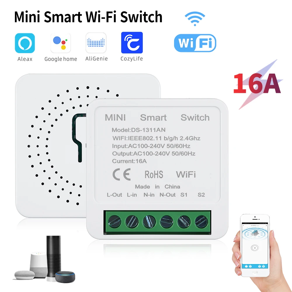 MiNi WiFi Smart Switch Cozylife App Remote Control Timer Home Improvement 2 Way Relay Work with Google Home Aleax Need Neutral