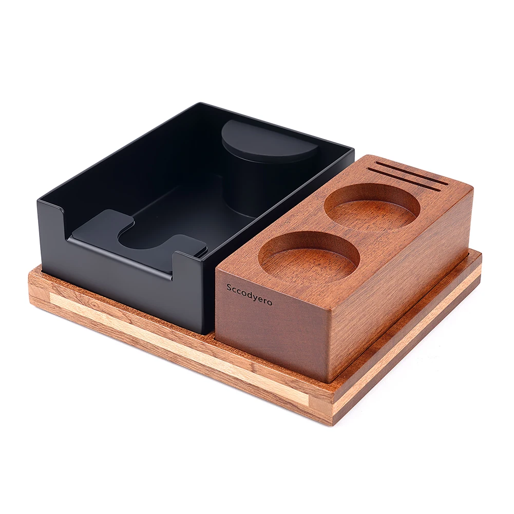 

Espresso Knock Box and Tamping Station, Accessories Organizer Box Fit for 51/54/58MM Espresso Tamper, Distributor, Portafilter