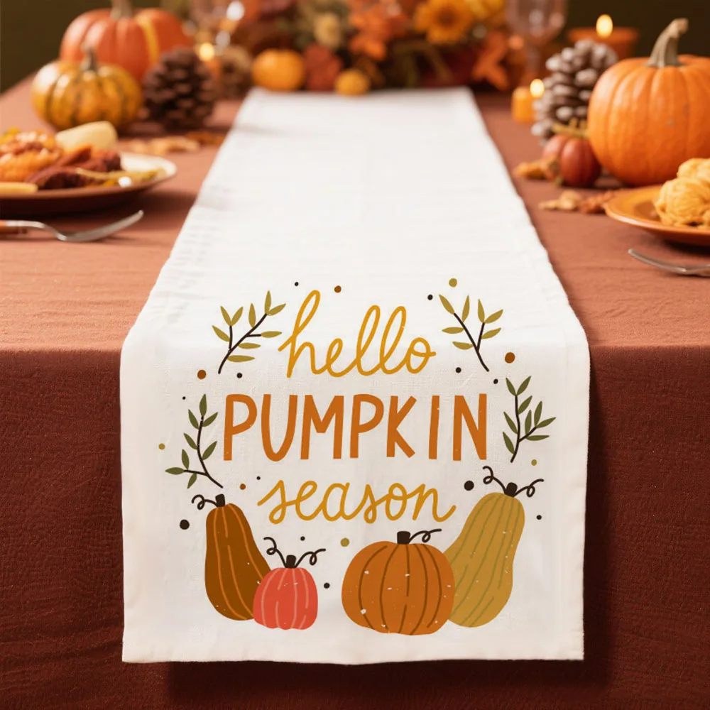

hello autumn Table Runner fall table decoration & accessories 13x72inch Harvest Festival Thanksgiving Day decor