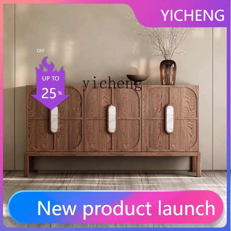 

LYY antique entrance cabinet, Nordic black walnut side cabinet, retro locker