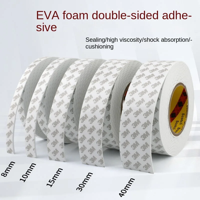 3M 10mm Sponge Tape Strong Thickening Black Foam Tape Foam Shock-Proof Anti-Collision Acoustic Gap Sealing Strip Adhesive