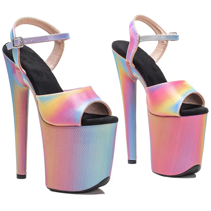 

Fashion 20CM/8inches PU Upper Plating Platform Sexy High Heels Sandals Pole Dance Shoes 137