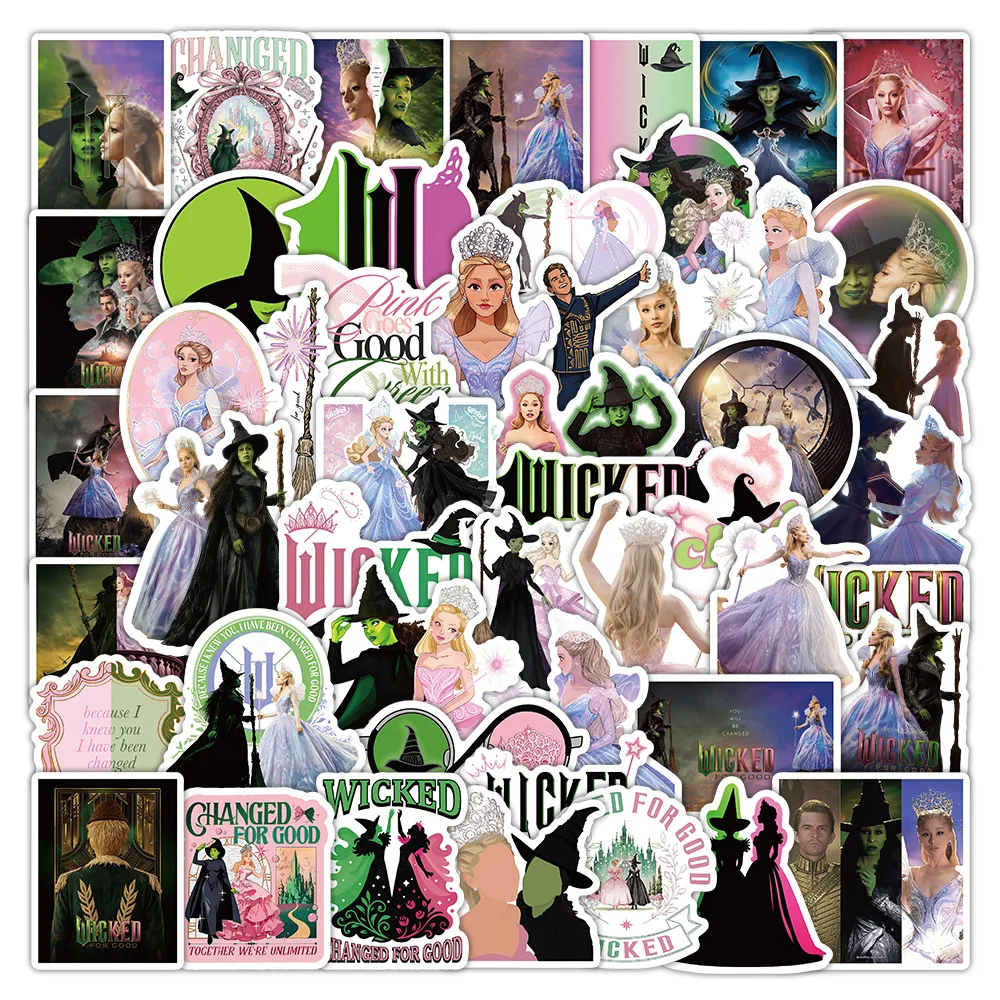 50PCS Wicked For Good Musical Movie Stickers Cartoon Graffiti Decals Creative DIY Water Cup Stationery Box Luggage Guitar Desk