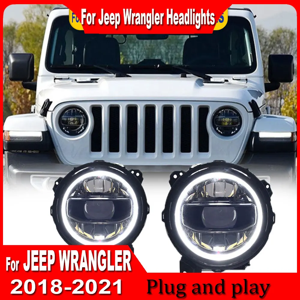 For Jeep Wrangler 2018 2019 2020 2021 2022 2023 new style Headlights LED DRL Dynamic Signal Lamp Head Lamp Front light Assembly