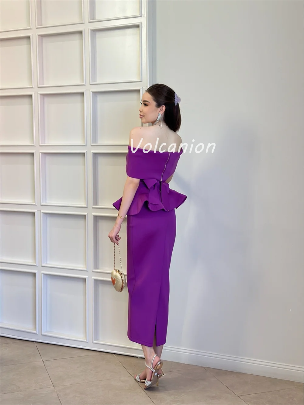 Customized Modern Style Fashion Jersey Draped Column Off-the-shoulder Ankle Length Dresses Bespoke Occasion Dresses Classic Sexy