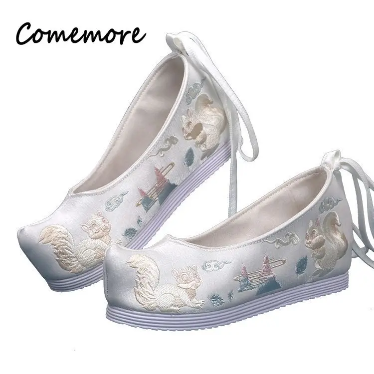 Chinese Style Hanfu Women's Shoes Ancient Style Embroidered Shoes Casual Women's Boots Elegant Shoes Height 4cm