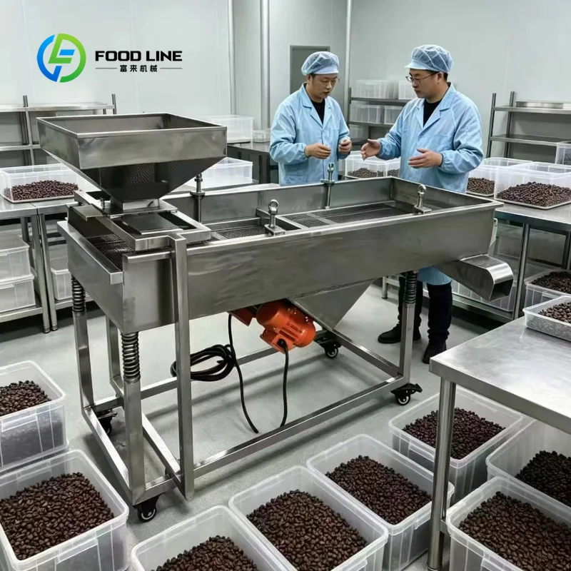 Customized Motor Driven Linear Vibration Sieve, Full Stainless Steel High Speed Coffee Bean Sorting and Cleaning Equipment