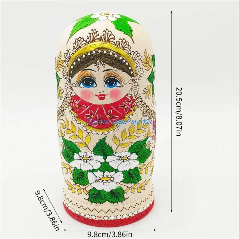 090B ماتريوشكا دمية التعشيش الروسية دمى التعشيش الروسية رسمت باليد 10 طبقة لعبة خشبية توفير المساحة للأطفال الترفيه