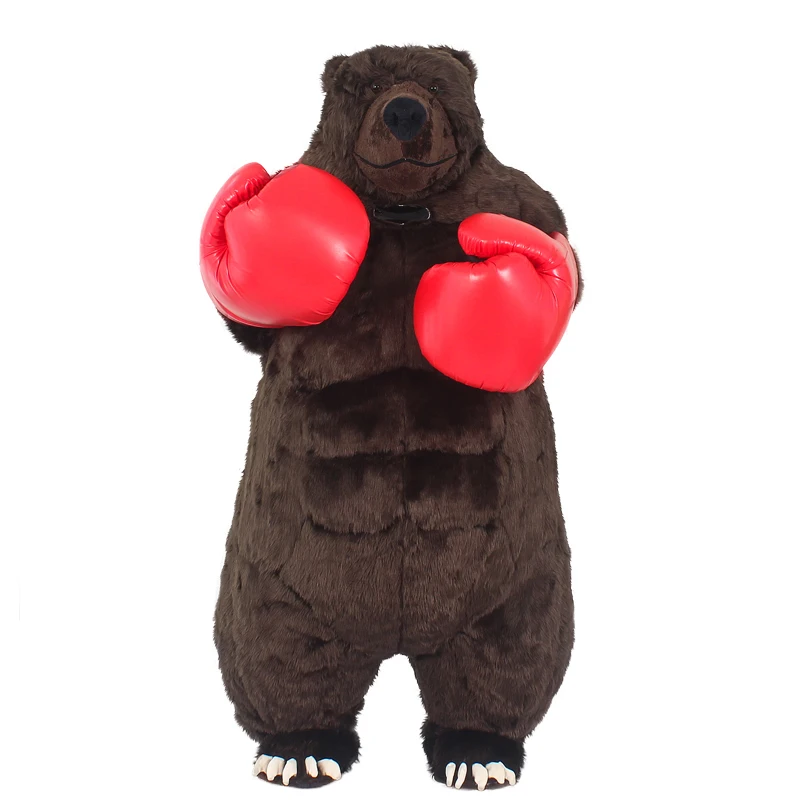 SAYGO 2m Inflatable Boxing Bear Costume Mascot for Advertising Halloween Adult Fursuit for Adulut Funny Furry Carnival Costume