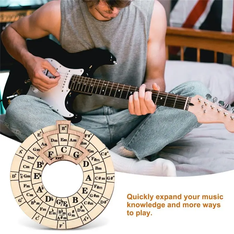 【Supernew】Wooden Melody Tool, Round Circle Of Fifths Wheel Melody Chord Tool Music Transpose Accessories Wooden Chord - view 5