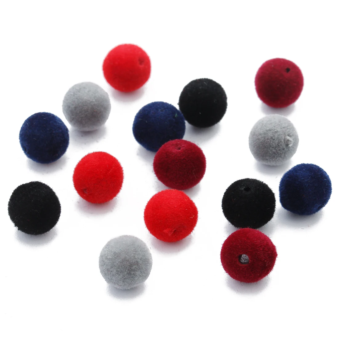 100 teile/los Beflockung Samt Runde Kugel Perlen Bunte Harz Samt Perlen Für DIY Schmuck Machen Halskette Armband Zubehör